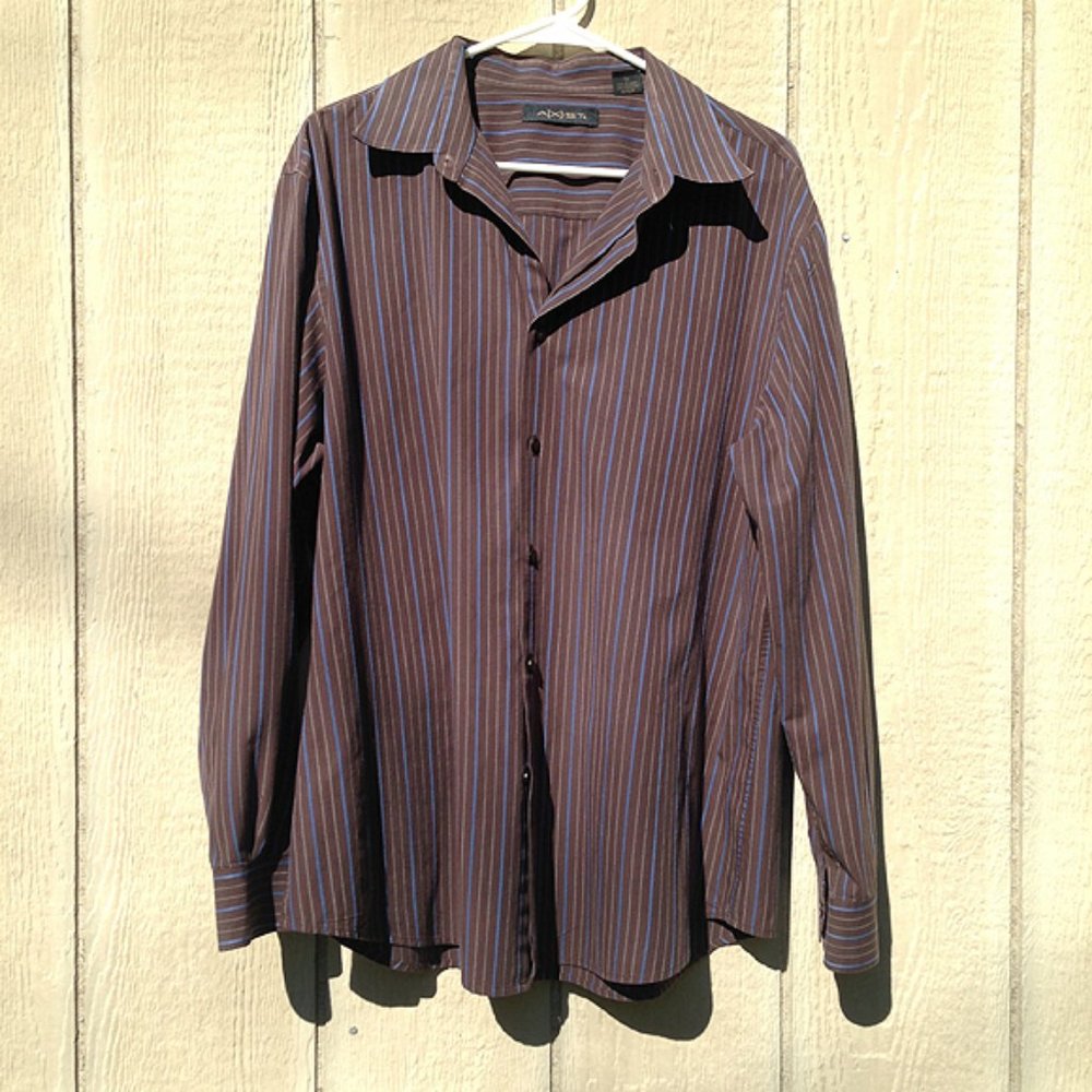 Axist Brown Button-Up Shirt with Stripes | XG